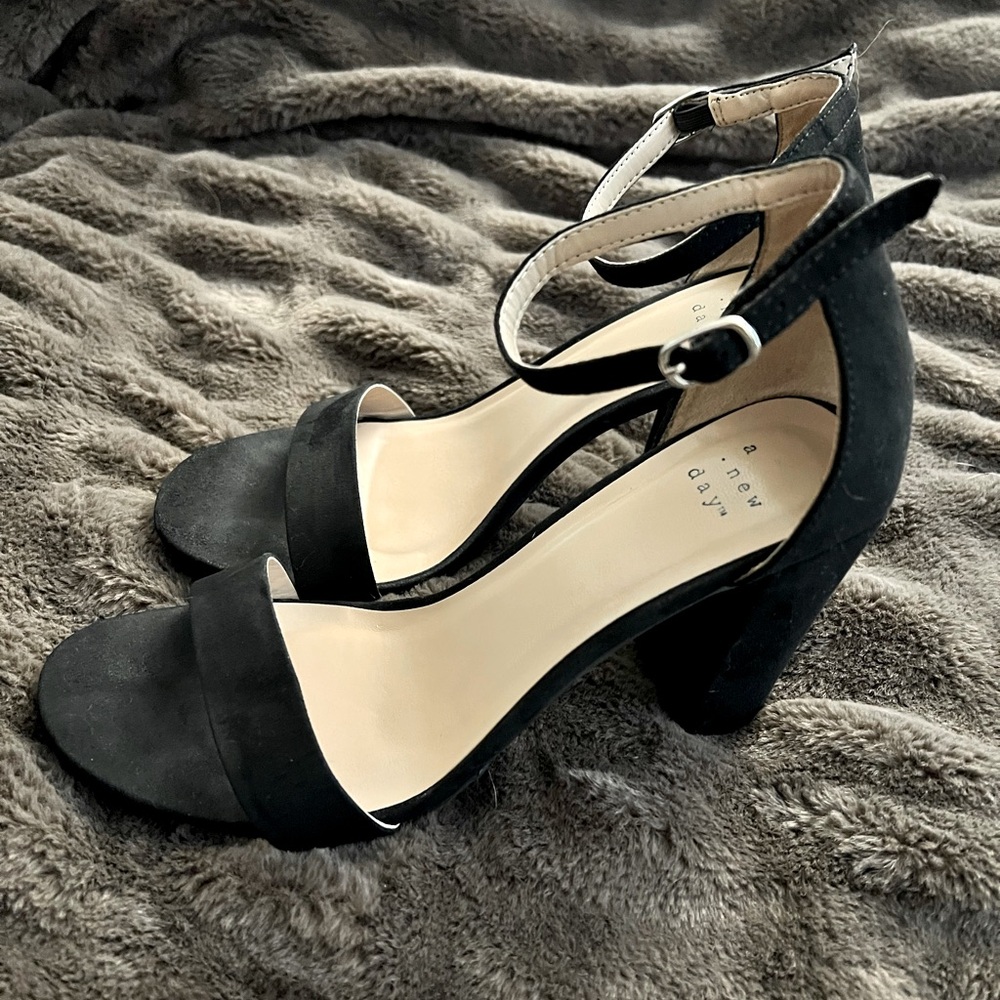Black Suede Heels - Size 8